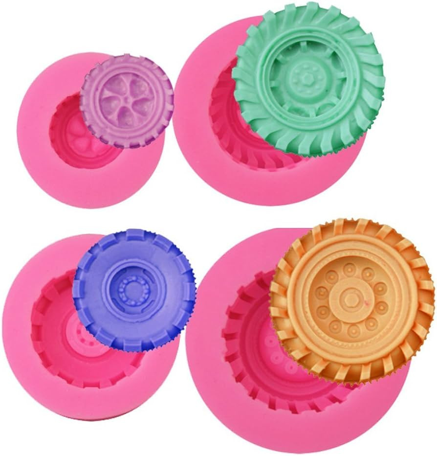 Mity Rain 3D Round Tire Fondant Mold-Truck Wheel Shape Silicone Mold for Sugarcraft Cake Decorati... | Amazon (US)