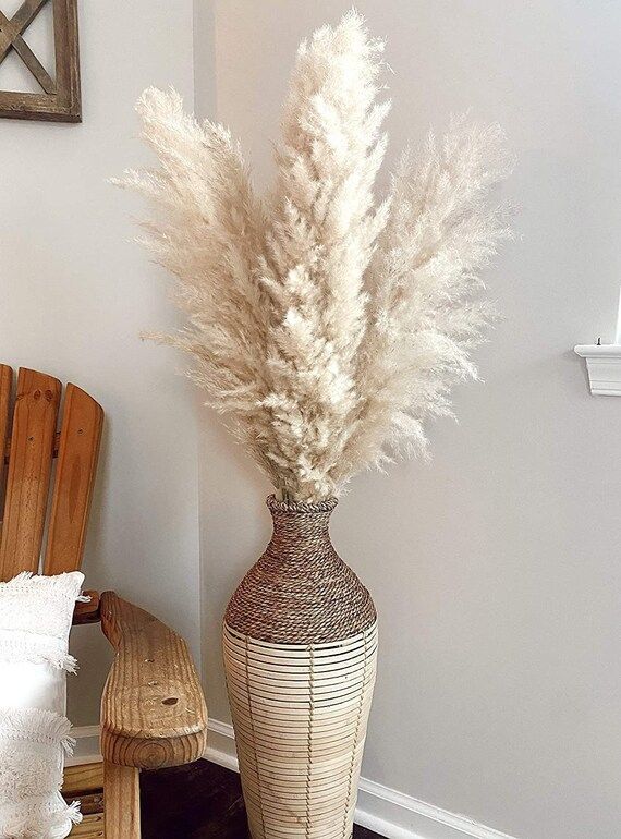 5 Large 4ft Tall Fluffy Natural Dried Pampas Grass; Trending Decor- Home, Shower, Wedding, Farmho... | Etsy (US)