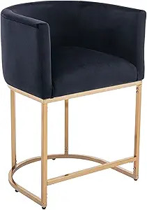 VESCASA 24" H Velet Counter Height Bar Stool with Barrel Back and Arms, 4.5" H Upholstered Seat C... | Amazon (US)