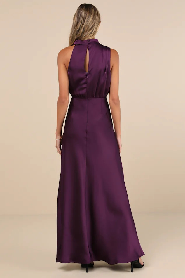 Distinctive Charm Purple Satin Asymmetrical Maxi Dress | Lulus