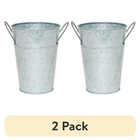 (2 pack) Mainstays Metal Bucket Planter, 7'', High Solid Print Gray | Walmart (US)