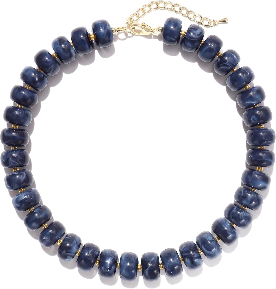 Badu Colorful Chunky Beaded Necklace for Women,Acrylic Bead Choker Statement Necklace Cute Trendy... | Amazon (US)