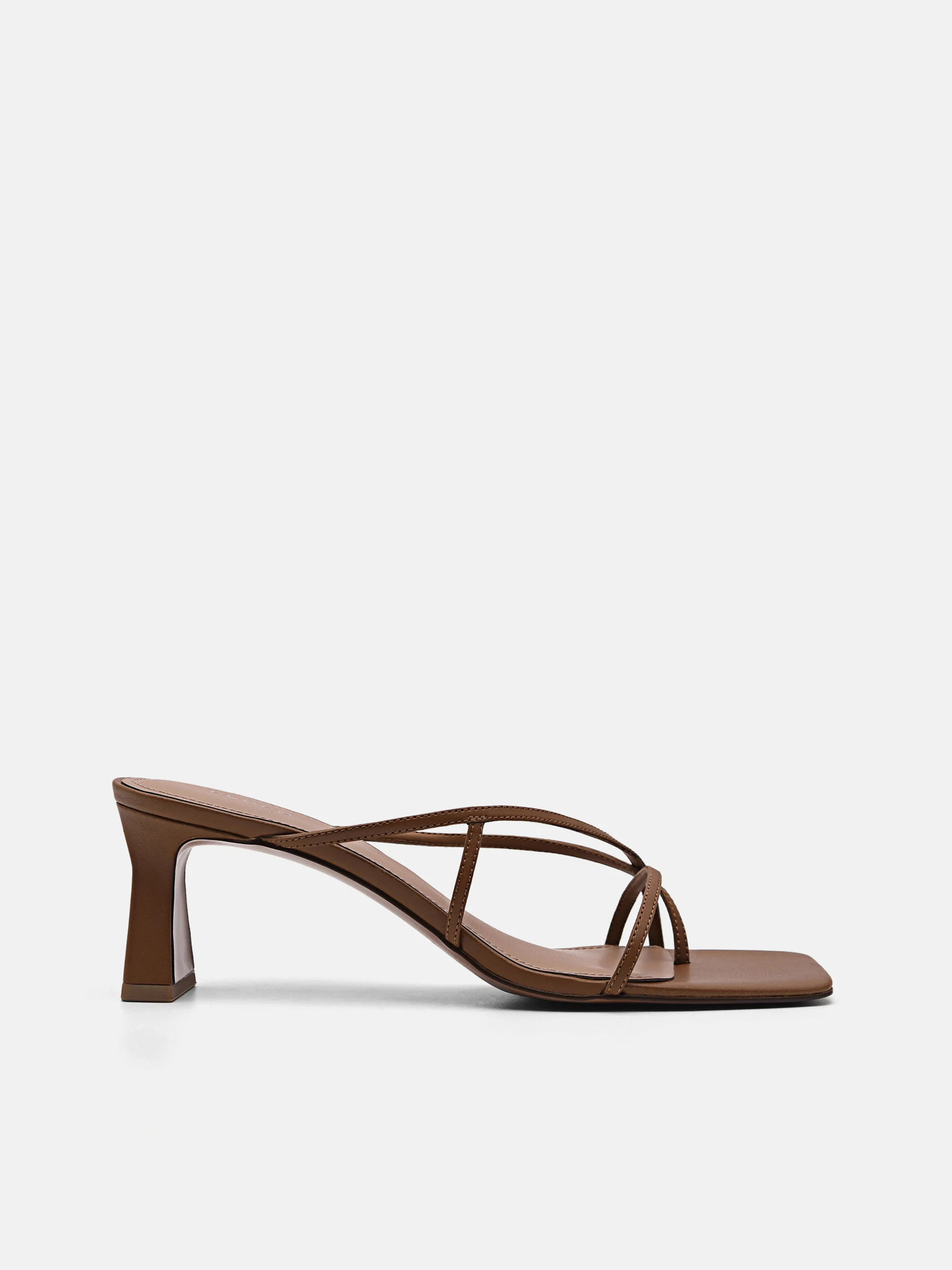 Brown Strappy Toe Loop Heel Sandals | PEDRO | Pedro Shoes