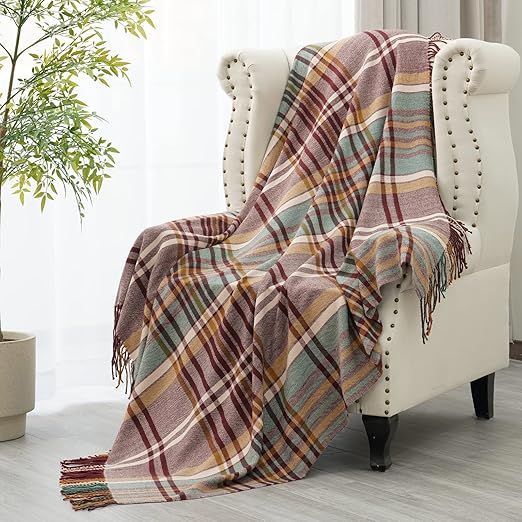 PHF Buffalo Plaid Throw Blanket, Lightweight and Soft Cozy Blanket for All Seasons, Checkered Pat... | Amazon (US)
