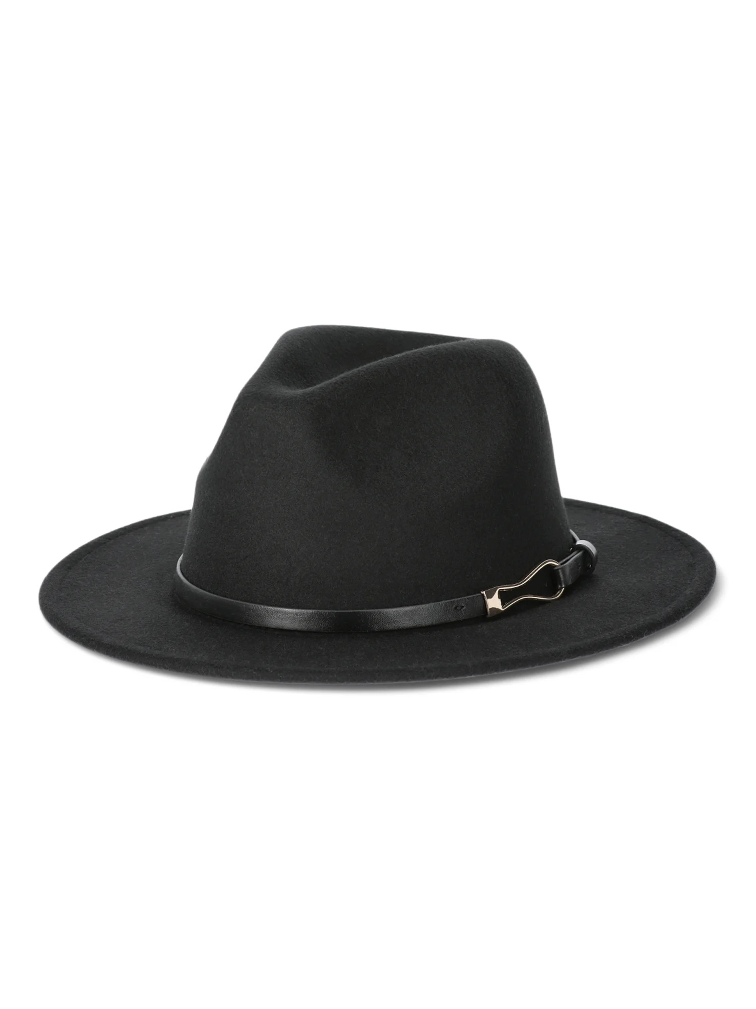 Time and Tru Women's Fedora Hat with Buckle Accent, One Size Fits Most, Black | Walmart (US)