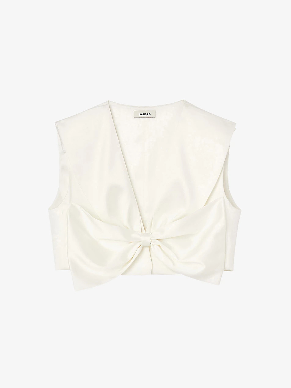 Passy bow-embellished stretch-satin crop top | Selfridges