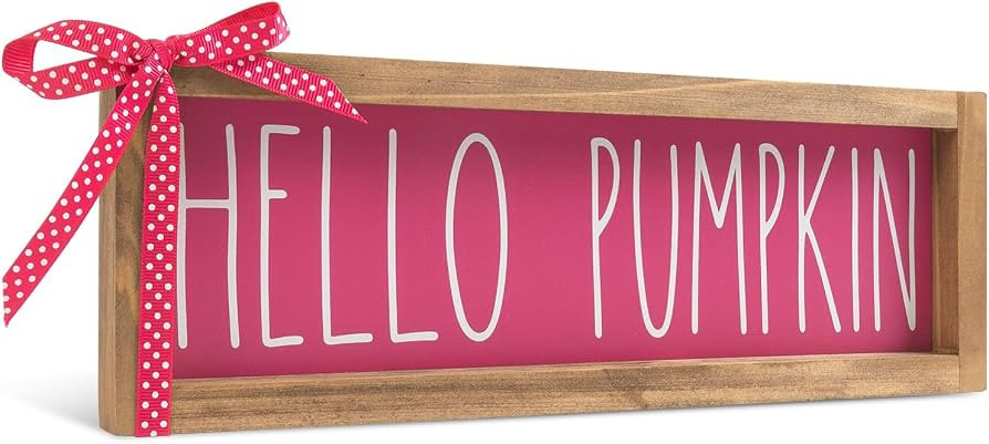 Hello Pumpkin Sign Fall Wall Table Mantle Shelf Desk Home Decor | Amazon (US)