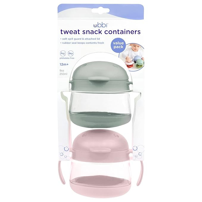 Ubbi Tweat No Spill Snack Container for Kids, BPA-Free, Toddler Snack Container, Sage & Pink | Amazon (US)