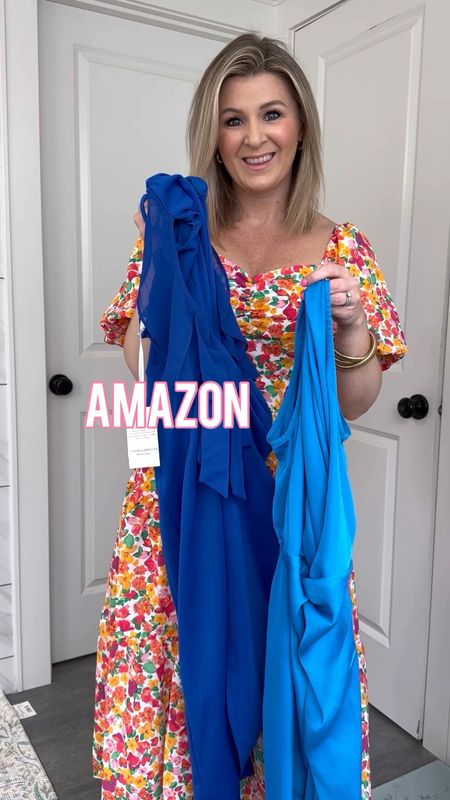 Amazon special occasion dresses. Perfect as a wedding guest dress or formal function.

Wearing size small in both.

The silky blue dress is stunning on and the silhouette is so flattering. It’s not lined so it is a little thin. Consider wearing spanx underneath 

#LTKFind #LTKunder50 #LTKwedding