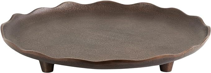 Kate and Laurel Alessia Modern Decorative Scalloped Round Footed Metal Tray, 16 Inch Diameter, Br... | Amazon (US)