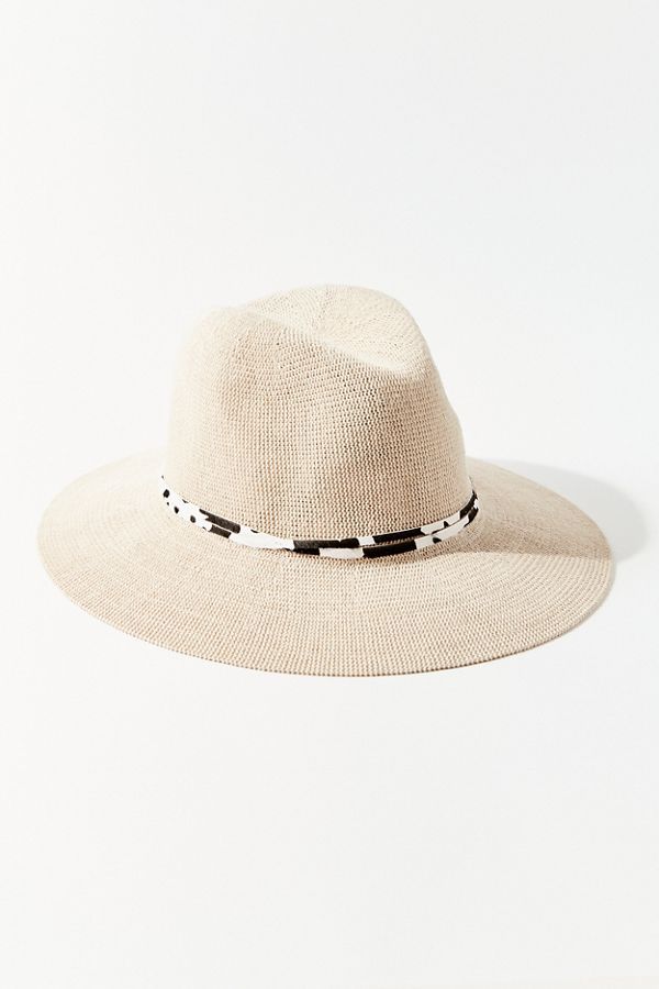 Penny Animal Print Trim Panama Hat | Urban Outfitters (US and RoW)