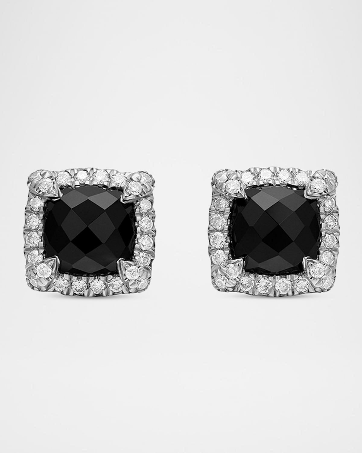 5mm Chatelaine Pavé Bezel Stud Earrings with Gemstone and Diamonds in Silver | Neiman Marcus