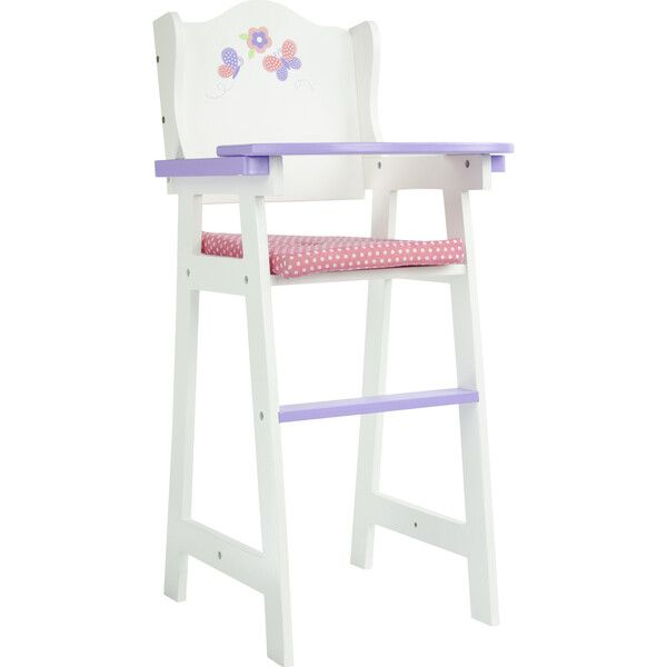 Olivia's Little World Wooden Baby Doll High Chair, White | Maisonette