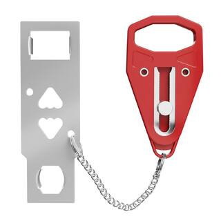 Portable Door Lock Red Home Security Door Lock Travel Lockdown Locks for Additional Safety | The Home Depot