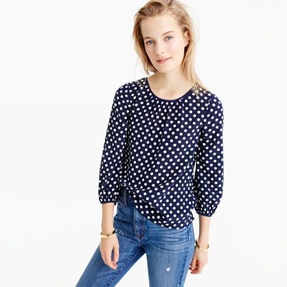 Silk top in polka dot | J.Crew US