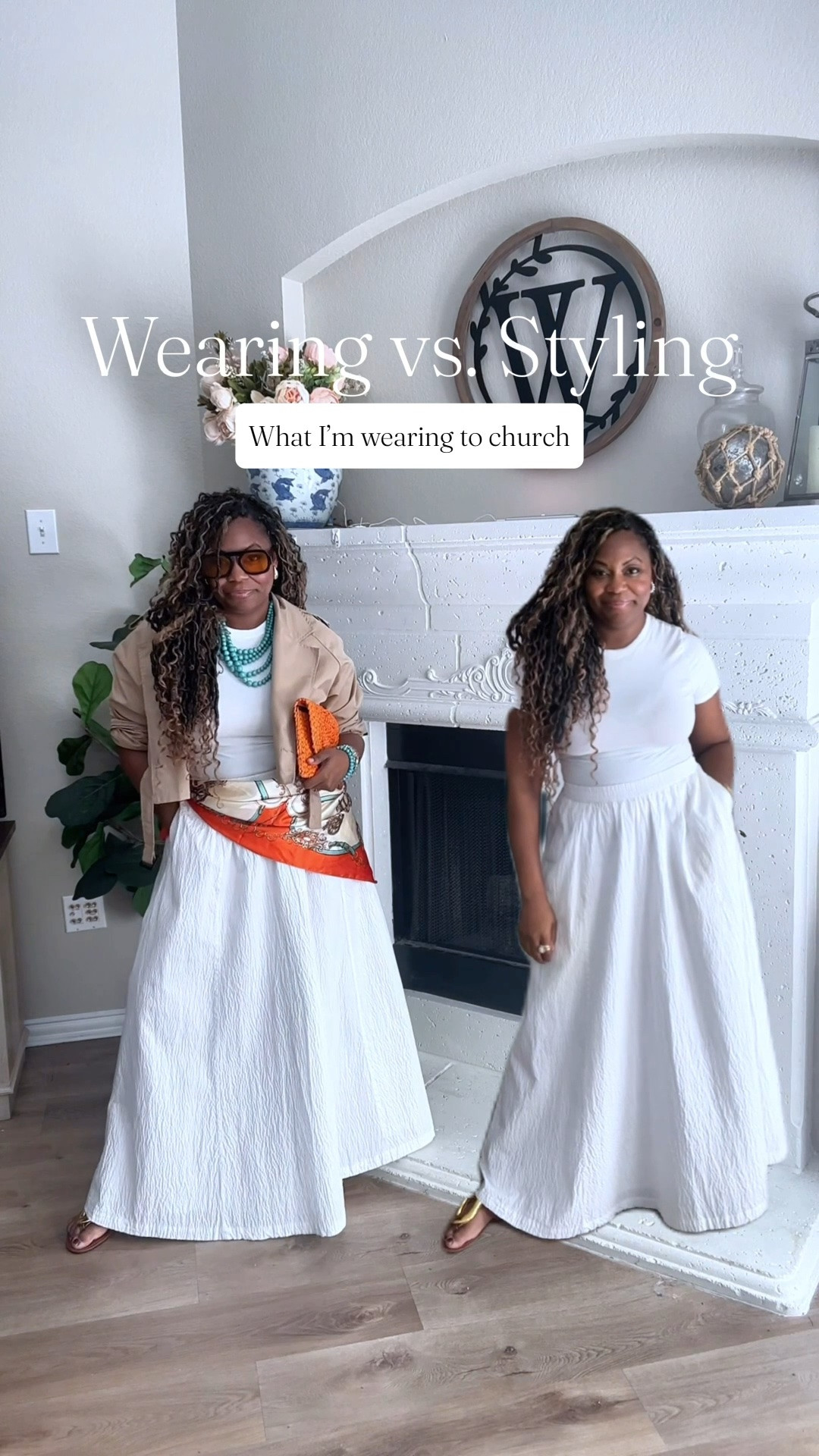 Summer church outfit wearing vs. styling ☁️🩵🍊

#LTKootd