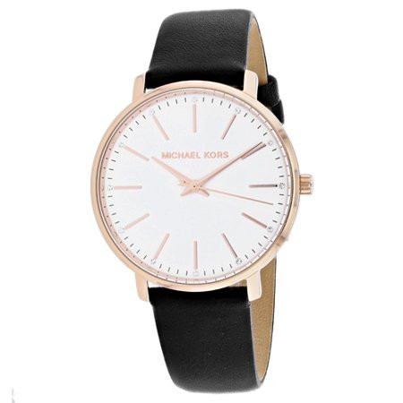 Michael Kors Women s Pyper Gold Case Black Leather Watch MK2834 Watch | Walmart (US)