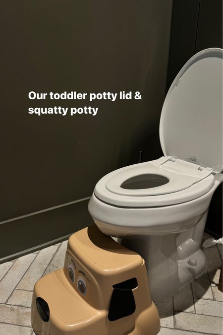 The toilet lid attached to your toilet and you lift up the toddler one to access the adult one! The soft close lid is clutch. A toddler squatty potty is a must as well!

#LTKBaby #LTKKids