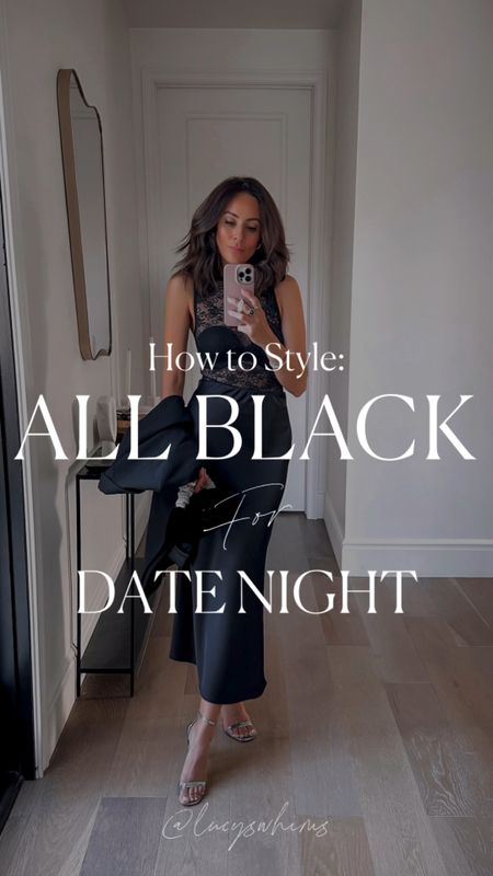 How to style an all black outfit for date night 🖤  This entire look is affordable and you’ll be able to mix it into your fall wardrobe so easily!! 
Skirt TTS XS
Top Runs small, consider sizing up


#LTKFind 

#LTKover40 #LTKparties