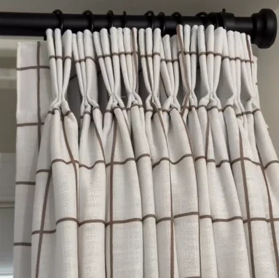 Vivienne Plaid Stripes Linen Blackout Curtains & Drapes | NeutralCurtains