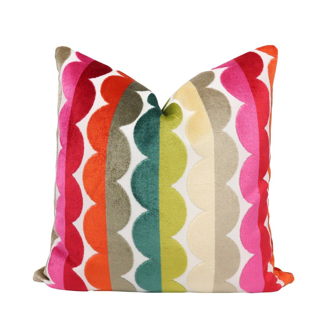 Kravet multicolor velvet pillow cover 32165-517 - DOUBLE SIDED // Designer pillow // High end pil... | Etsy (US)
