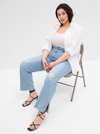 Mid Rise Destructed '90s Loose Jeans with Washwell | Gap Factory