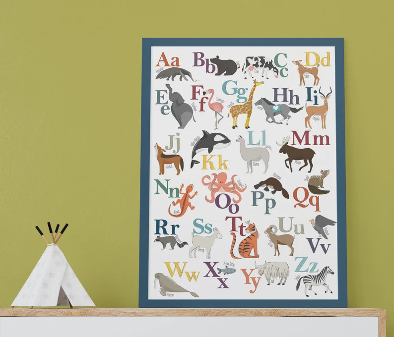 Animal Alphabet Print, Nursery and Children's Room Wall Decor - Etsy | Etsy (Global)