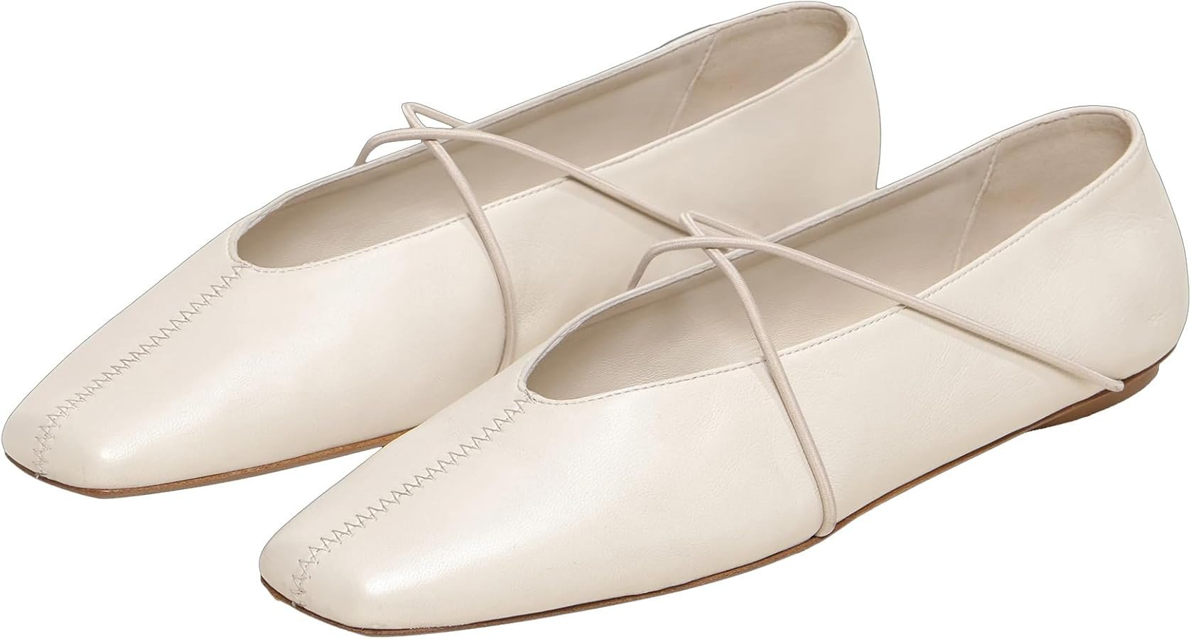 Women's Square Toe Ballet Flats Criss-Cross Straps Comfortable Slip On Mary Jane Flat Shoes for O... | Amazon (US)