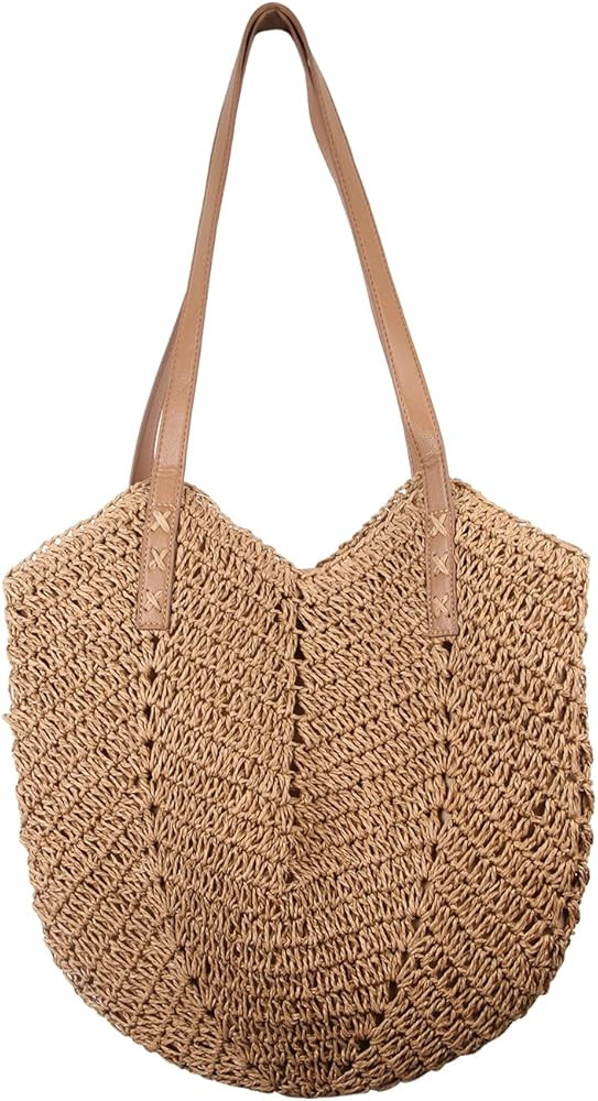 Oweisong Straw Beach Bag for Women Large Summer Purse Woven Straw Handbags Tote Shoulder Bag for ... | Amazon (US)