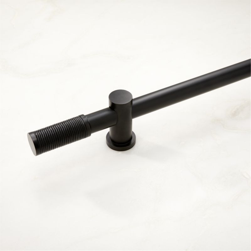 Silvio Black Curtain Rod with Black Leather Finial 48''x88''x1.25'' | CB2 | CB2