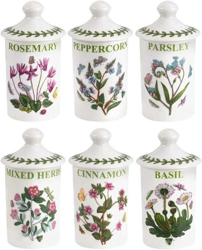 Portmeirion Botanic Garden Spice Jars | Set of 6 Spice Containers | 4.5 Inch | Assorted Floral Mo... | Amazon (US)