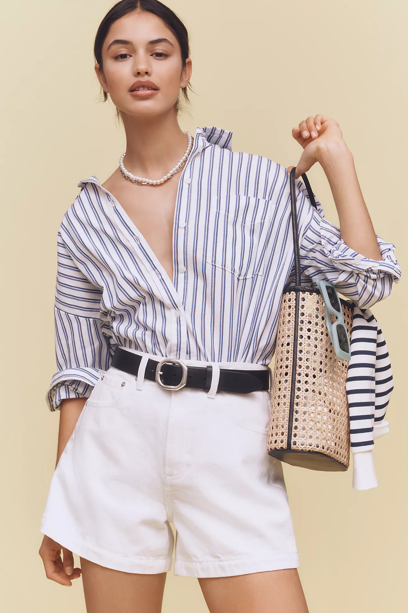 Pistola Saige High-Rise A-Line Denim Shorts | Anthropologie (US)