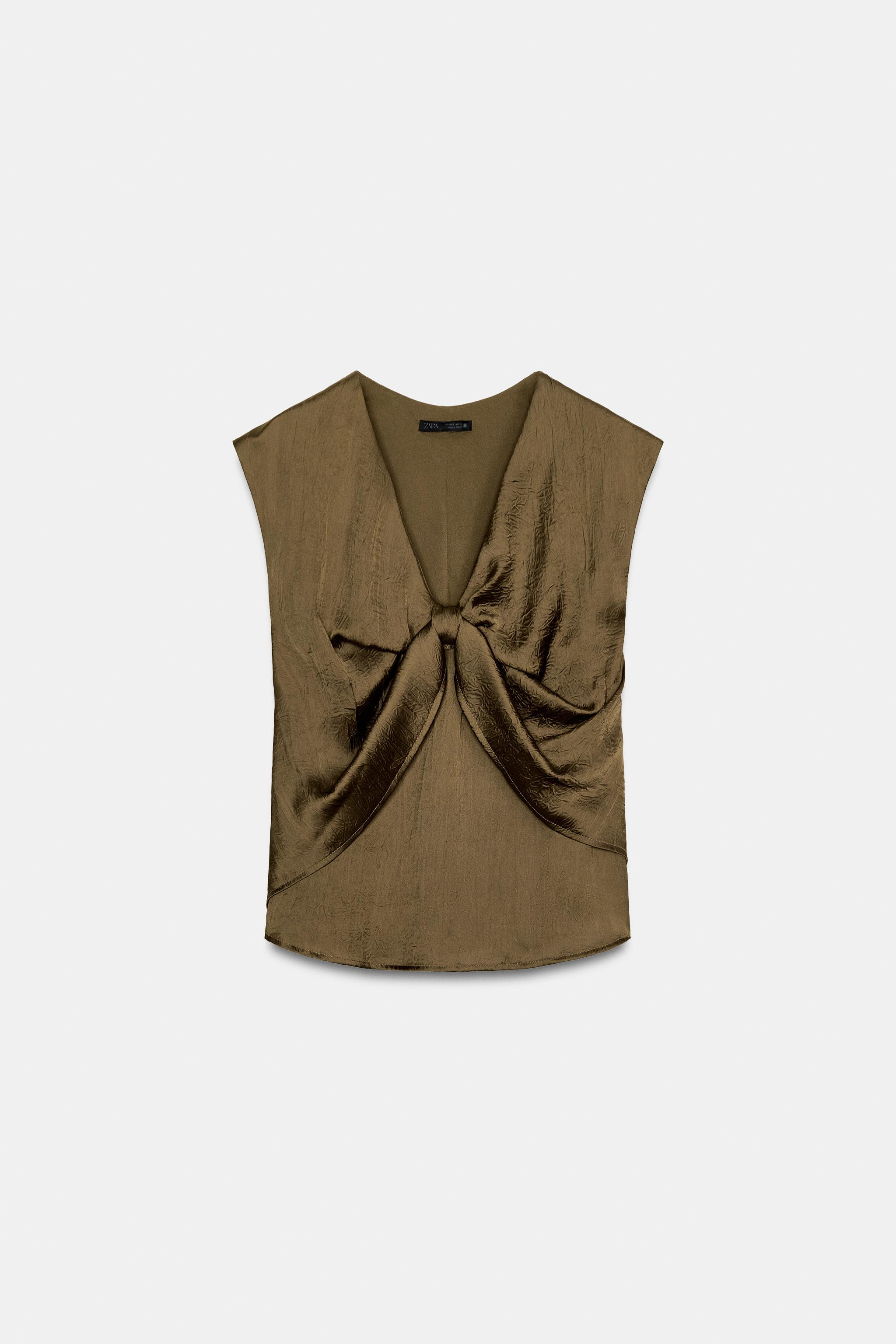 KNOTTED SATIN EFFECT TOP | Zara Canada