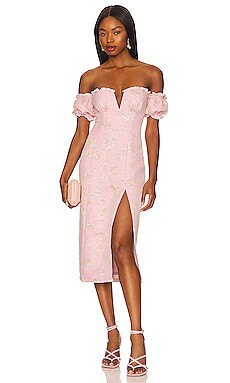 MAJORELLE Solandia Midi Dress in Purple Shimmer from Revolve.com | Revolve Clothing (Global)