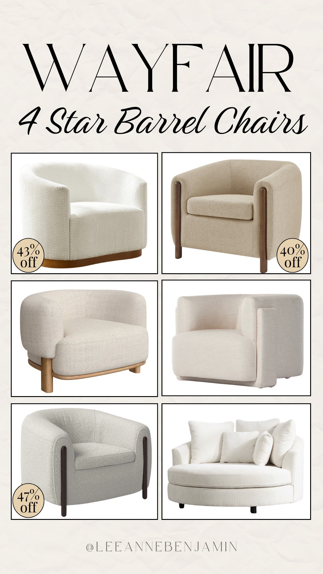 Four star barrel chairs from Wayfair! 

#LTKOver40 #LTKSaleAlert #LTKHome
