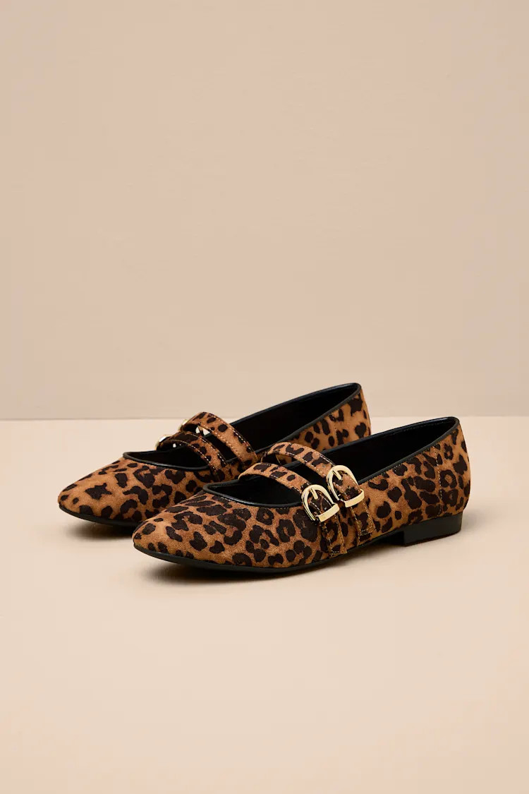 Radia Leopard Suede Buckle Ballet Flats | Lulus
