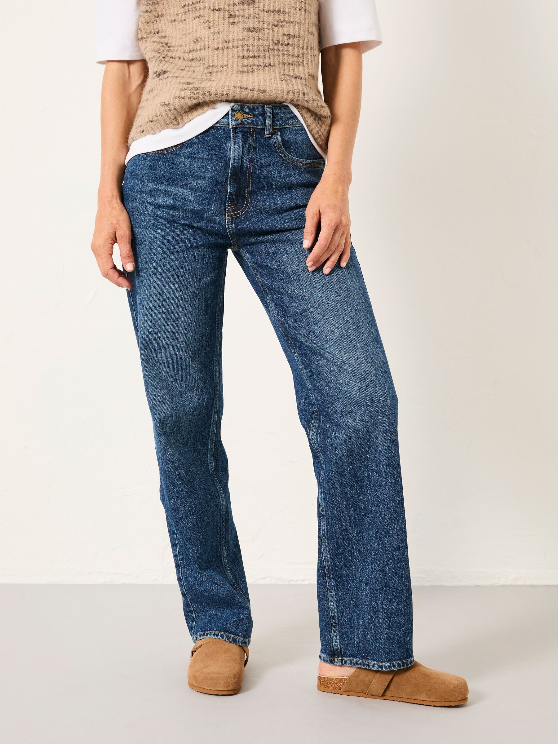 Filby Blue Denim Relaxed Straight Jeans | Fat Face