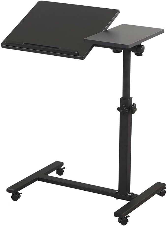 TigerDad Overbed Bedside Desk Mobile Rolling Laptop Stand Tilting Overbed Table with Wheels Heigh... | Amazon (US)