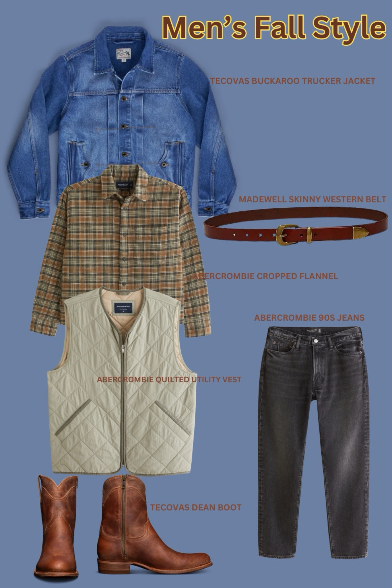 I am so excited for fall and cannot wait for this order to come in. These classic pieces can be used in so many different arrangements and with so many different occasions. #fallstyle #classicstyle #fishingoutfit #countryoutfit #mensstyle #mensfashion #abercrombie #madewell #tecovas #cowboyboots #mensdenim #westernstyle #layering 

#LTKFallSale #LTKMens #LTKStyleTip