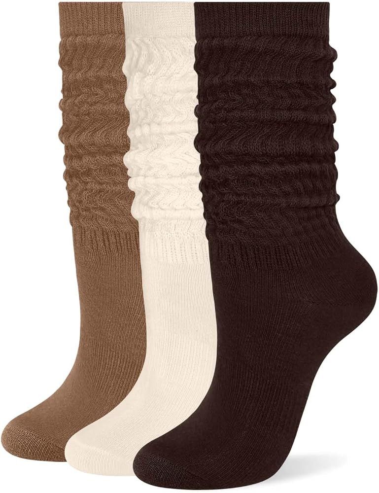 Womens Scrunch Long Socks Thin Cotton Slouchy Tube Slouch Socks 3 Pairs | Amazon (US)
