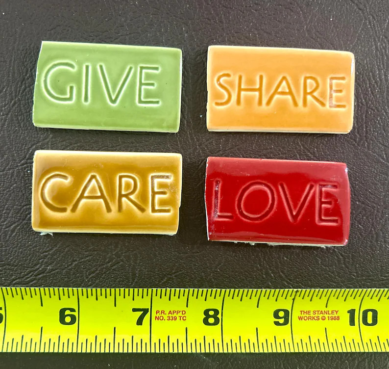 Word Tiles: Give, Care, Share, Love - Unique Knickknack Pieces - Etsy | Etsy (Global)