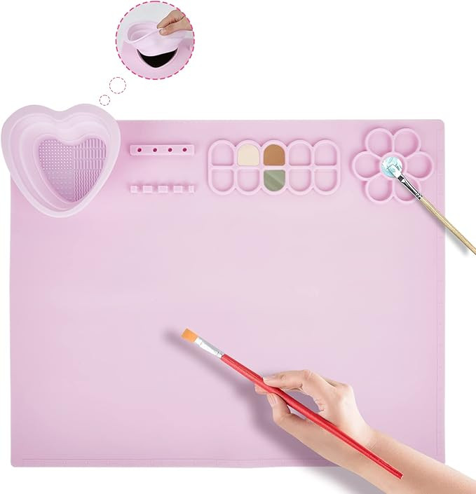 Hiyibo with Removable Magnetic Cleaning Cup, Silicone Craft Mat, 20" X 16". Non-Stick Silicone Sh... | Amazon (US)