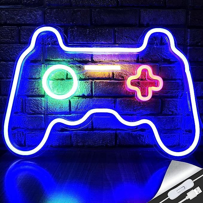 LED Game Neon Sign Gamepad Shape LED Sign Light Gamer Gift for Teen Boys Game Room Decor Bedroom ... | Amazon (US)