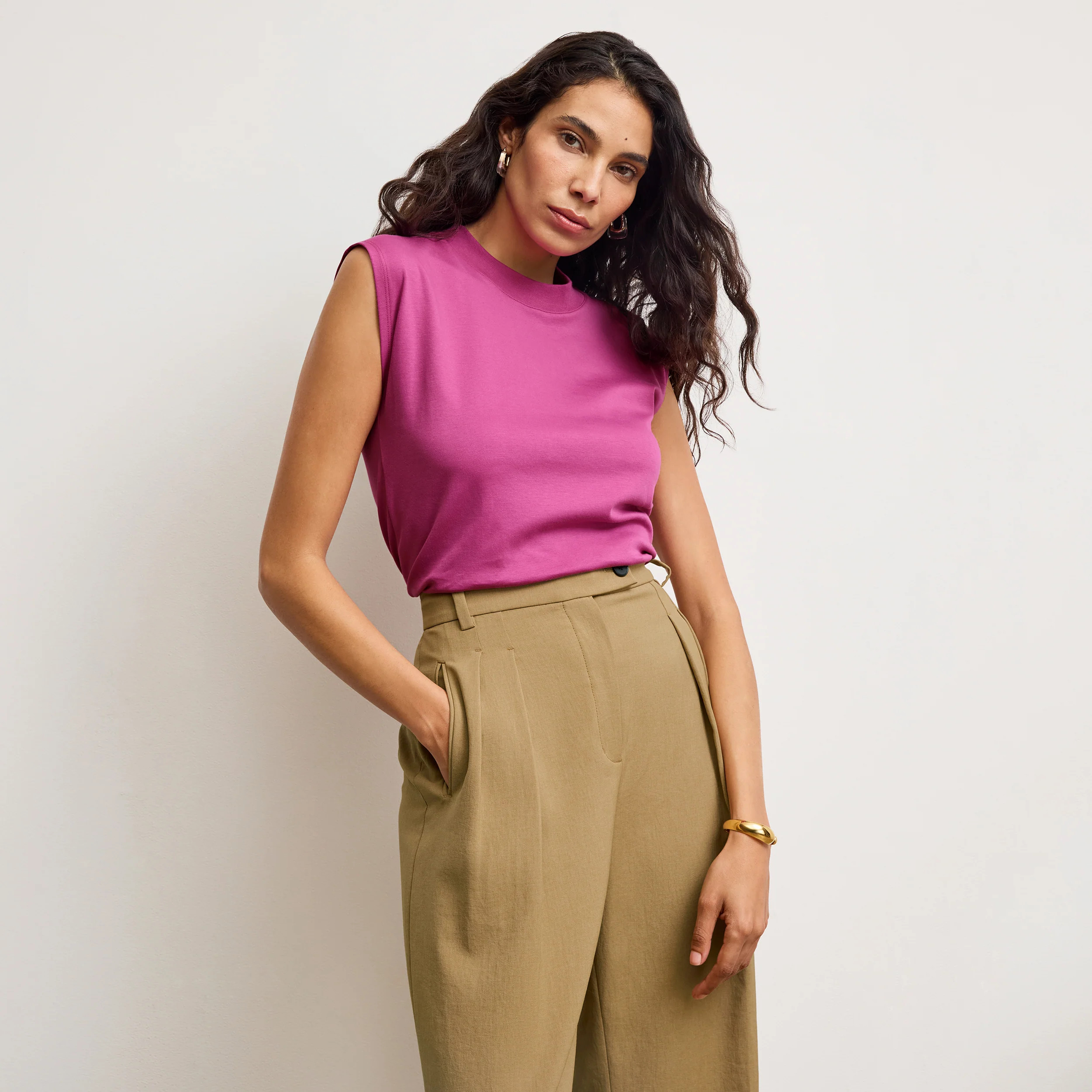 Alina Muscle Tee - Organic Pima Cotton :: Pink Berry | MM LaFleur