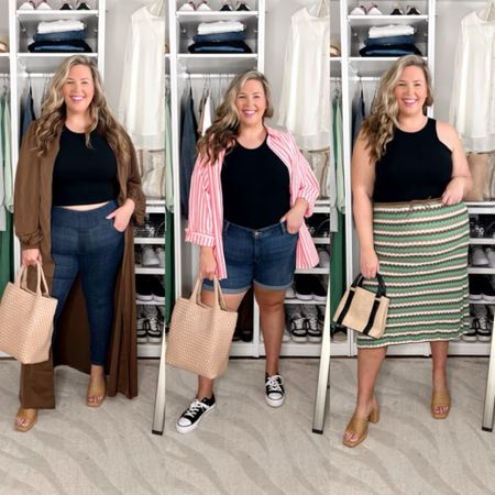 1 top 3 ways! In look 1, I'm wearing a 3X in tank, 18w jeans (size up if you want more room these are tiggght), 2X in silk robe. In look 2, same tank, 2X button up, and 20W in Jean
shorts. Most comfy shoes ever! In look 3, I am wearing my fave crochet skirt in a 2X and this same tank in 2X!

#LTKplussize #LTKstyletip #LTKSeasonal