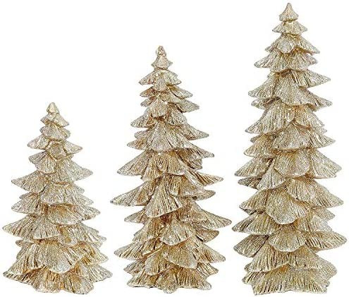 Raz Set of 3 Champagne Gold Glittered Christmas Trees- 6.5 inches to 9.5 inches Tall | Amazon (US)