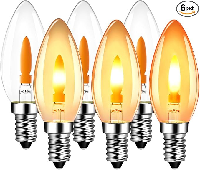 ANWIO Flicker Flame Light Bulb 1W=3W, NonDimmable Flame Tip 1800K Warm Light Orange Glow Bulbs Cr... | Amazon (US)