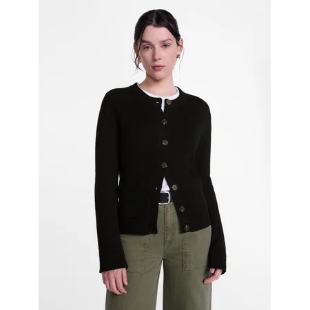 Scenario Women's Crewneck Cardigan with Patch Pockets, Lightweight, Sizes XS-XXXL | Walmart (US)