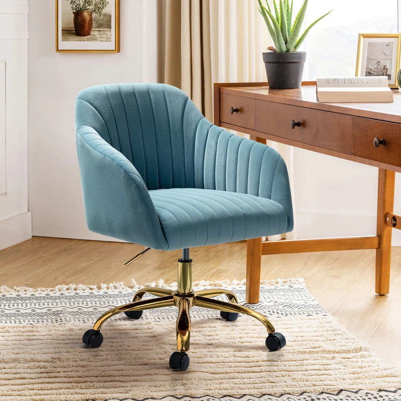 AdanContemporary Velvet Task Chair withWood Frame and Back | Wayfair North America