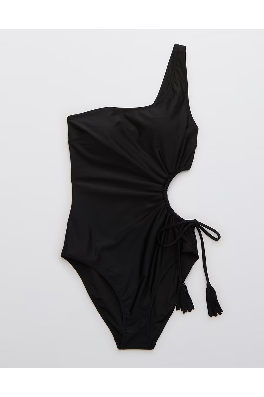Aerie Tassel Cut Out Asymmetrical One Piece Swimsuit | American Eagle Outfitters (US & CA)